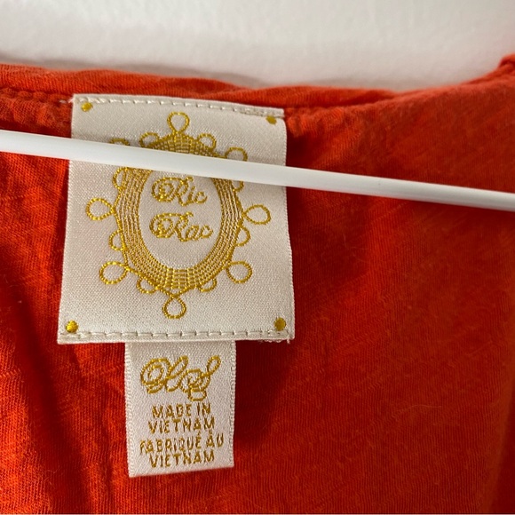 Anthropologie Ric Rac Red Orange Ruffled Cotton Tank Top - Picture 4 of 8